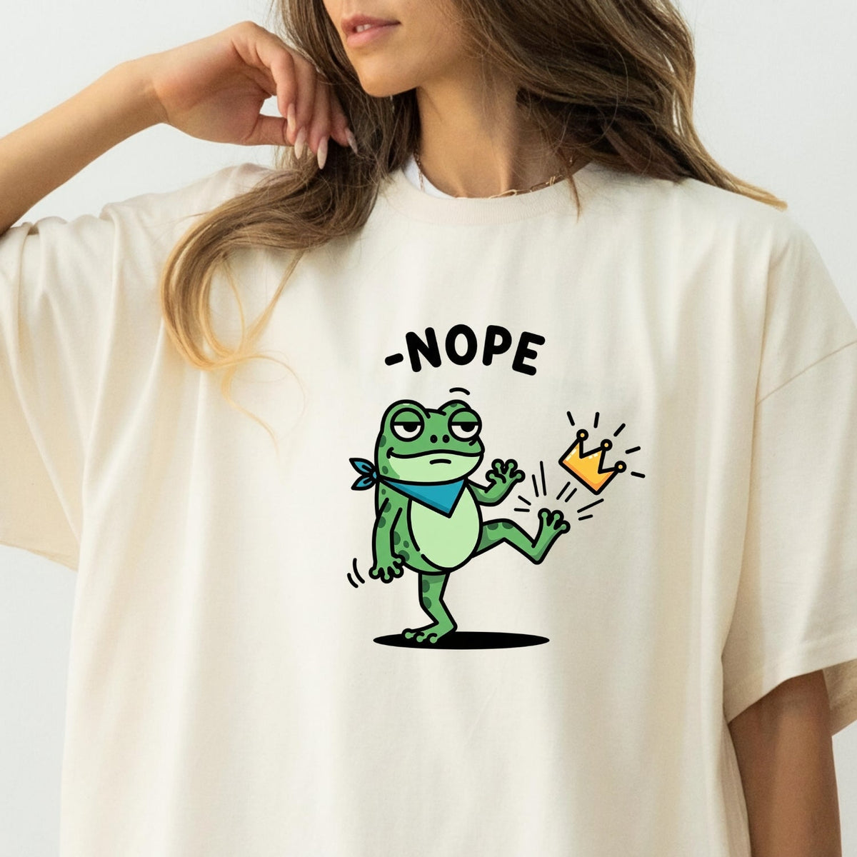 No King Sarcastic Frog Graphic Tee – Nope Crown Kick Unisex product image 18