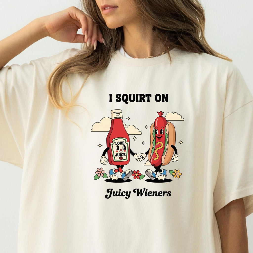 Funny I Squirt On Juicy Wieners Graphic Tee - Hot Dog Meme product image 17