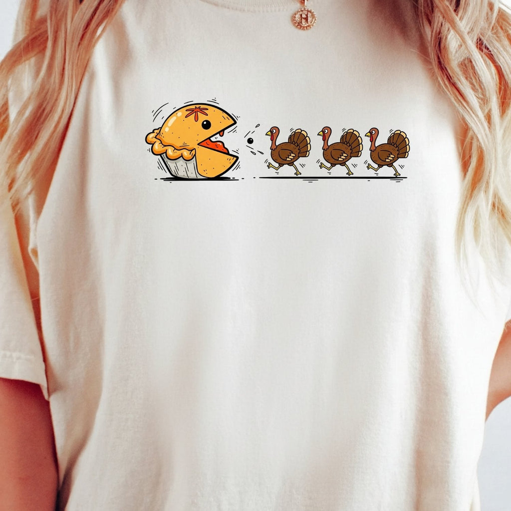 Funny Thanksgiving Shirt – Retro Pumpkin Pie Chasing Turkey product image 28