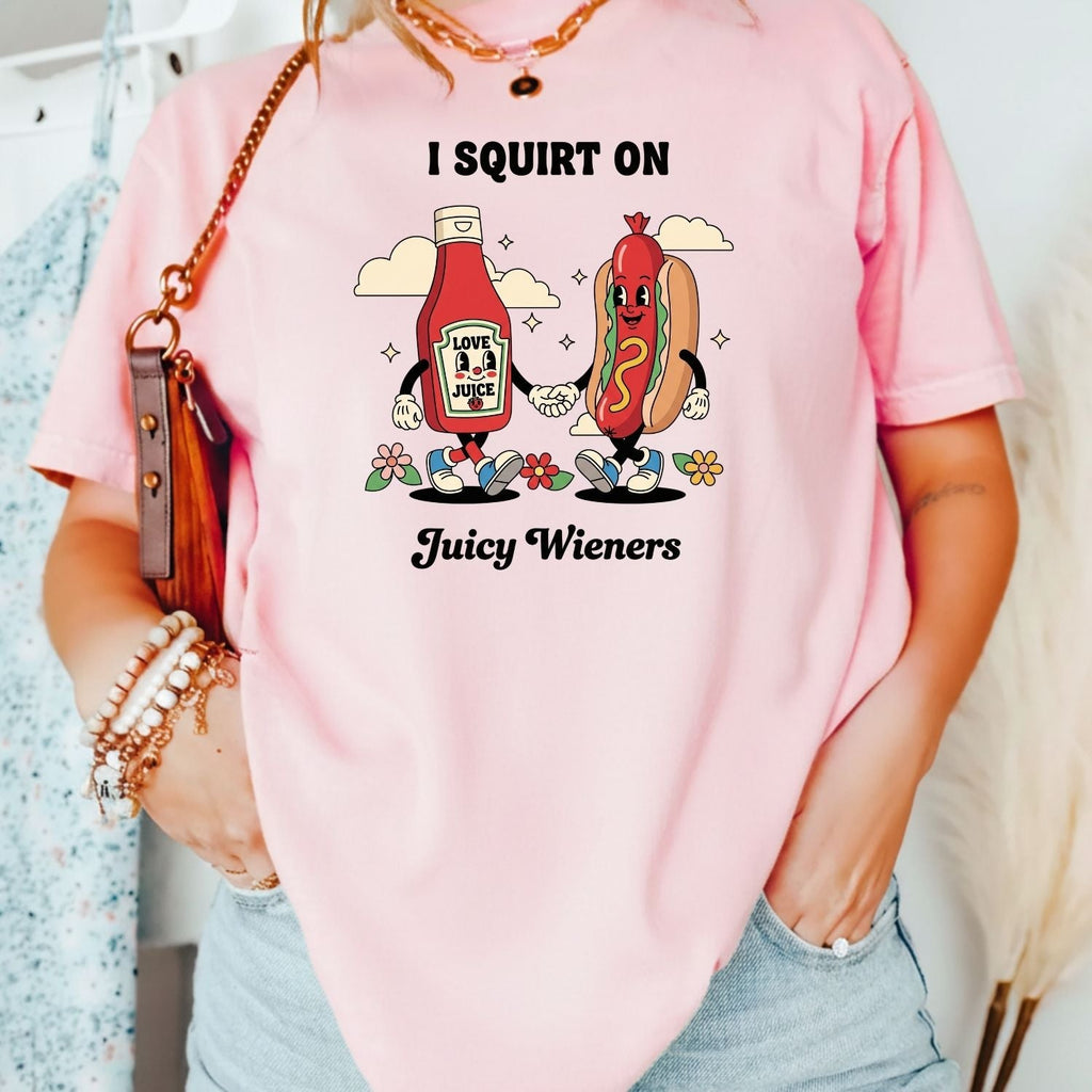 Funny I Squirt On Juicy Wieners Graphic Tee - Hot Dog Meme product image 18