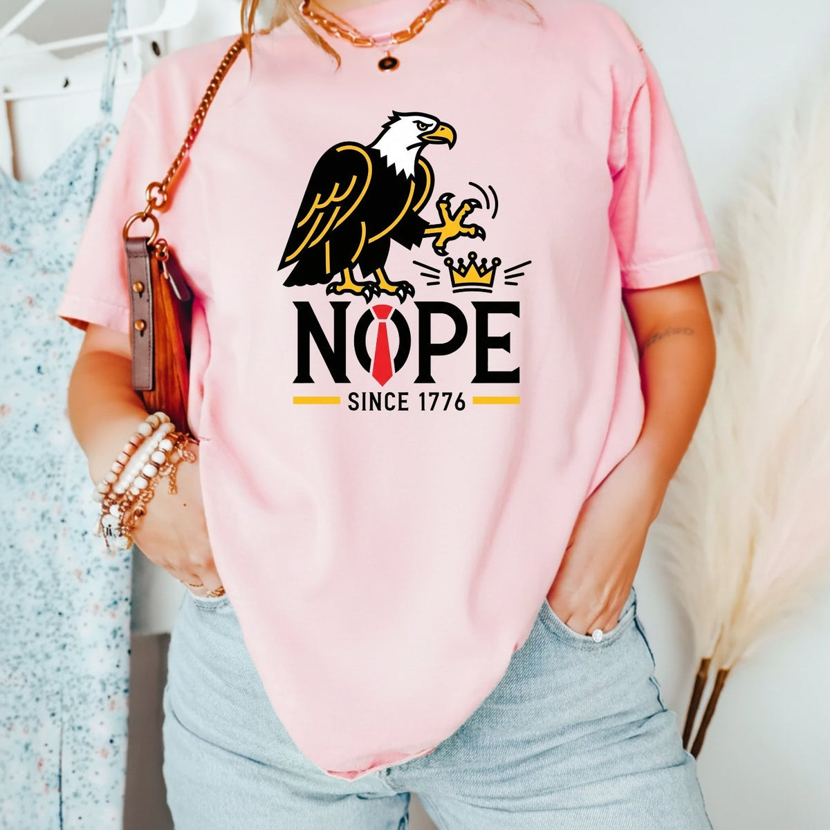 No Kings in America Shirt – Bald Eagle Graphic Tee – Funny product image 15