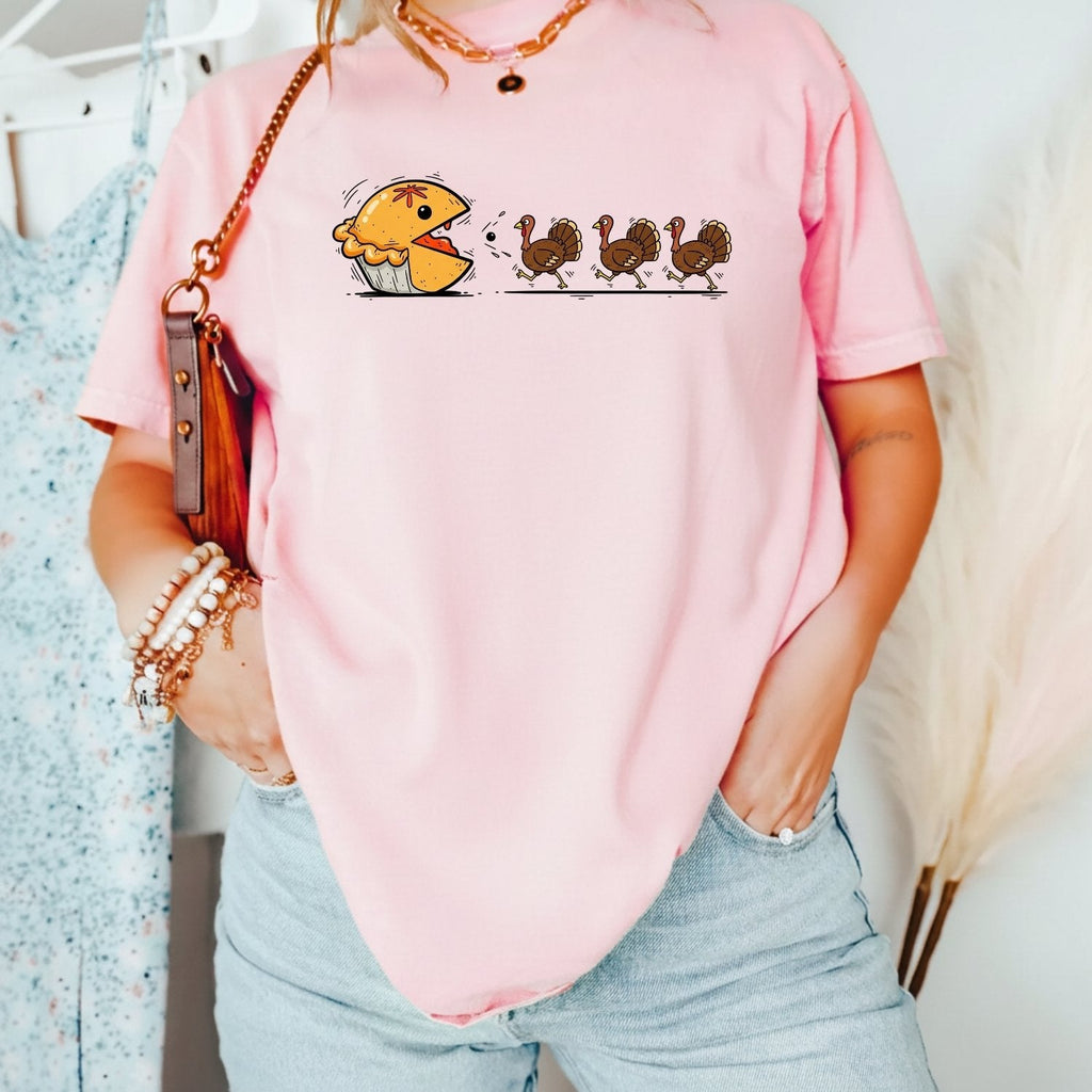 Funny Thanksgiving Shirt – Retro Pumpkin Pie Chasing Turkey product image 29