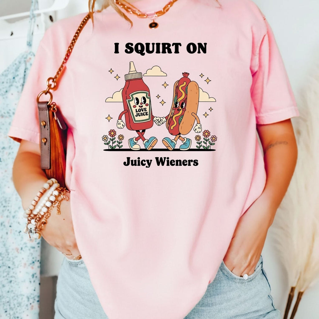 Retro Funny I Squirt On Juicy Wieners Hot Dog Tee - Raunchy product image 21