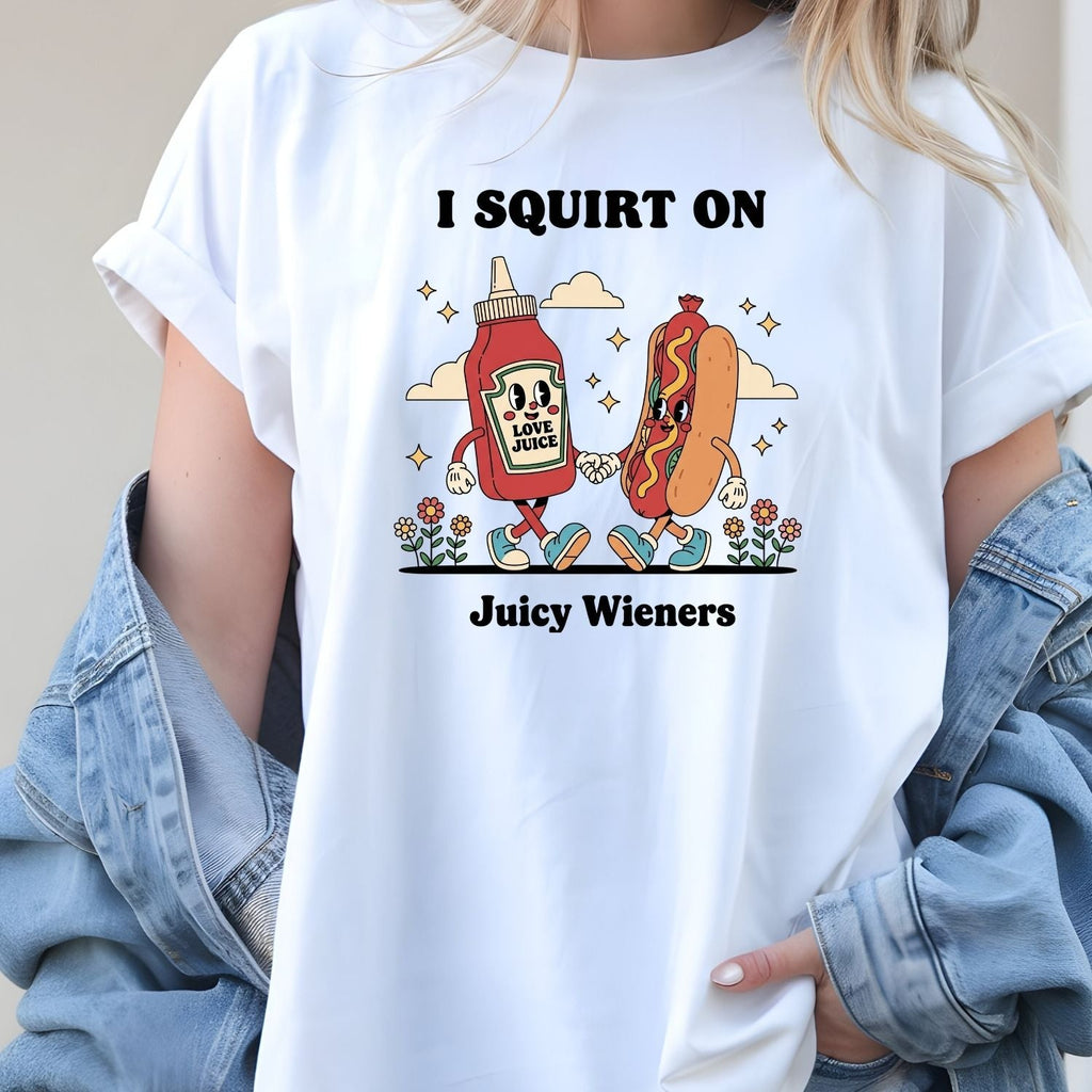 Retro Funny I Squirt On Juicy Wieners Hot Dog Tee - Raunchy product image 23