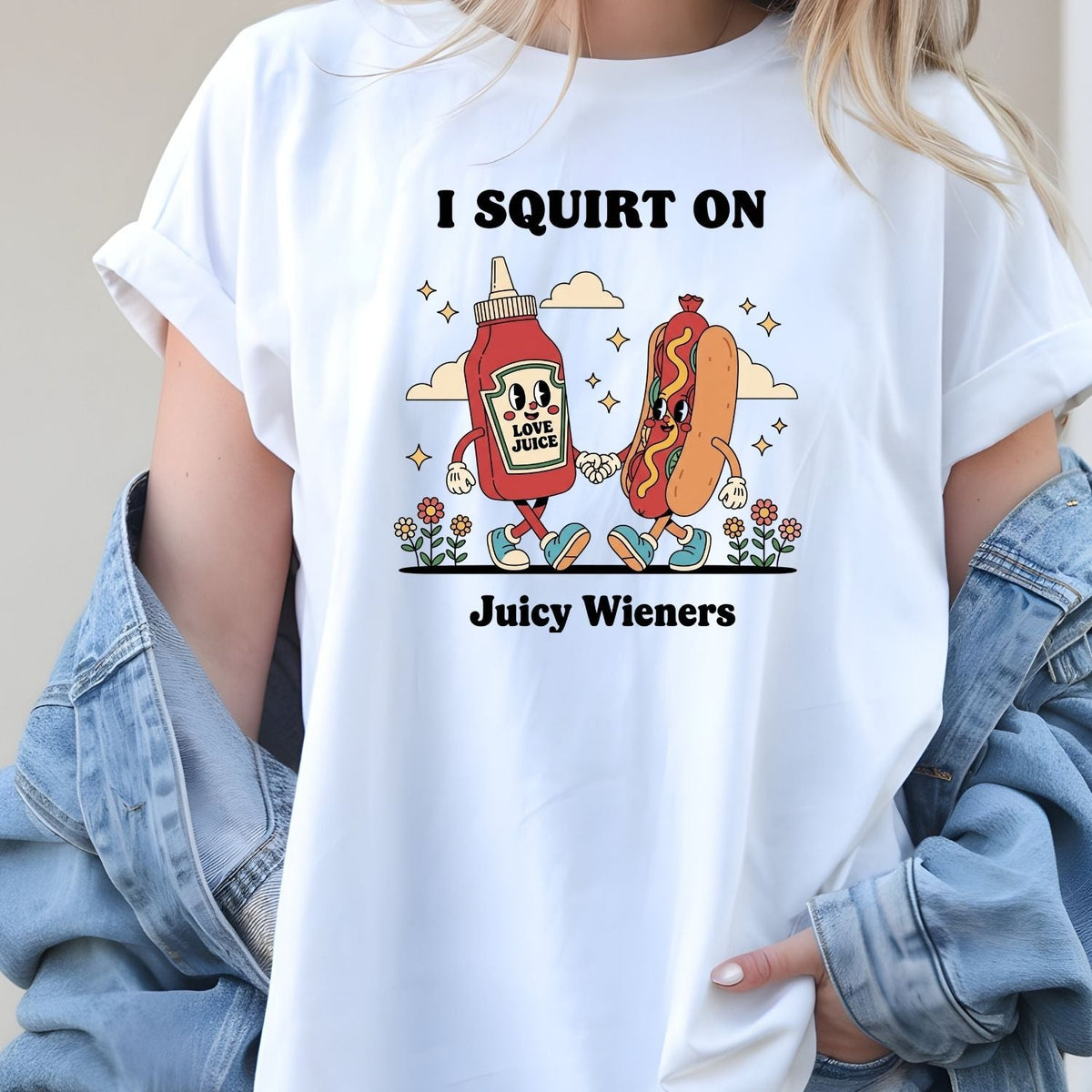 Retro Funny I Squirt On Juicy Wieners Hot Dog Tee - Raunchy product image 23