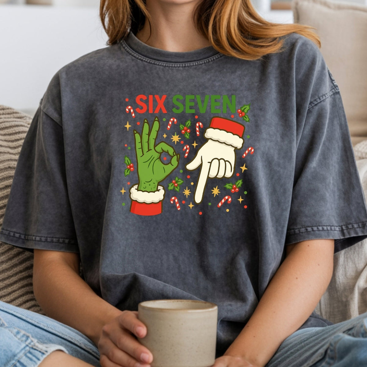 6 7 Meme Christmas Tee – Funny Santa Holiday Graphic Shirt product image 16