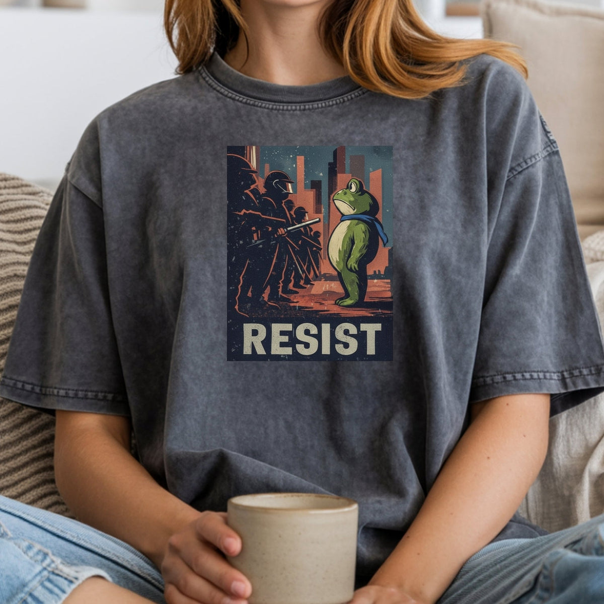 Resist Portland Frog Shirt – Funny Rebel Graphic Tee – No product image 29