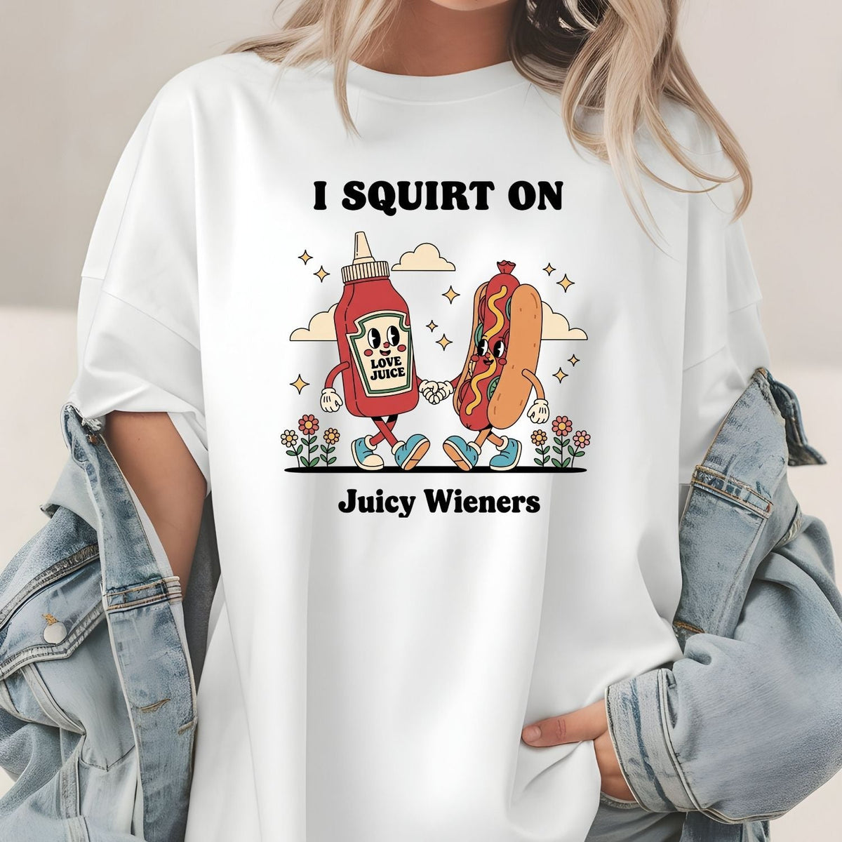 Retro Funny I Squirt On Juicy Wieners Hot Dog Tee - Raunchy product image 24