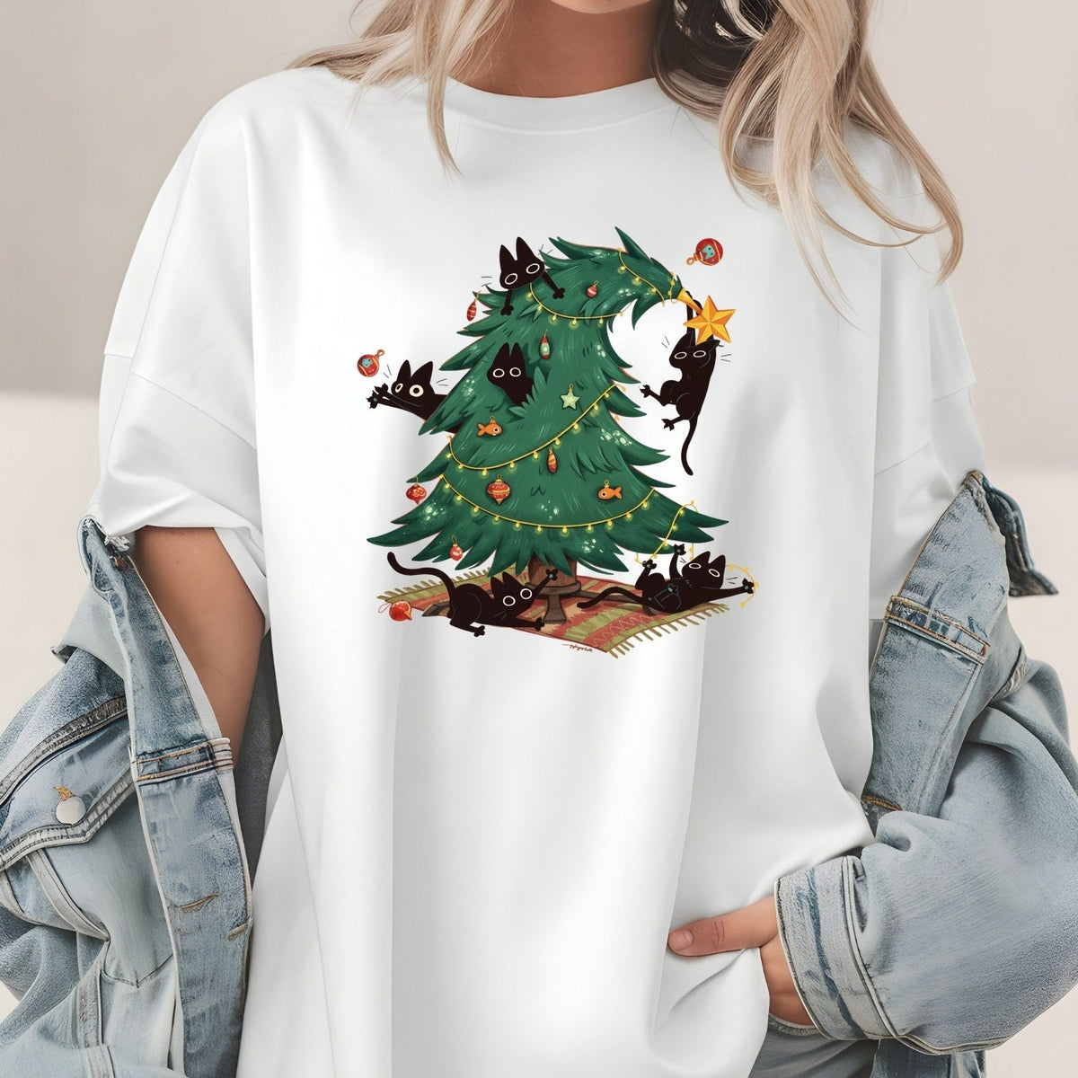 Christmas Tree and Cat Shirt – Cute Lover Holiday Graphic product image 15