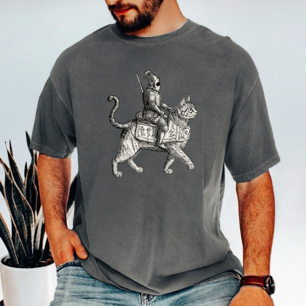 Retro Cat Knight Graphic T-Shirt – Vintage Medieval Tattoo product image 22