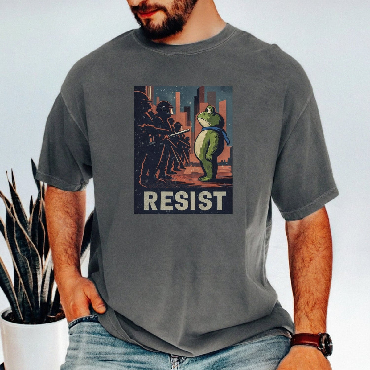 Resist Portland Frog Shirt – Funny Rebel Graphic Tee – No product image 30
