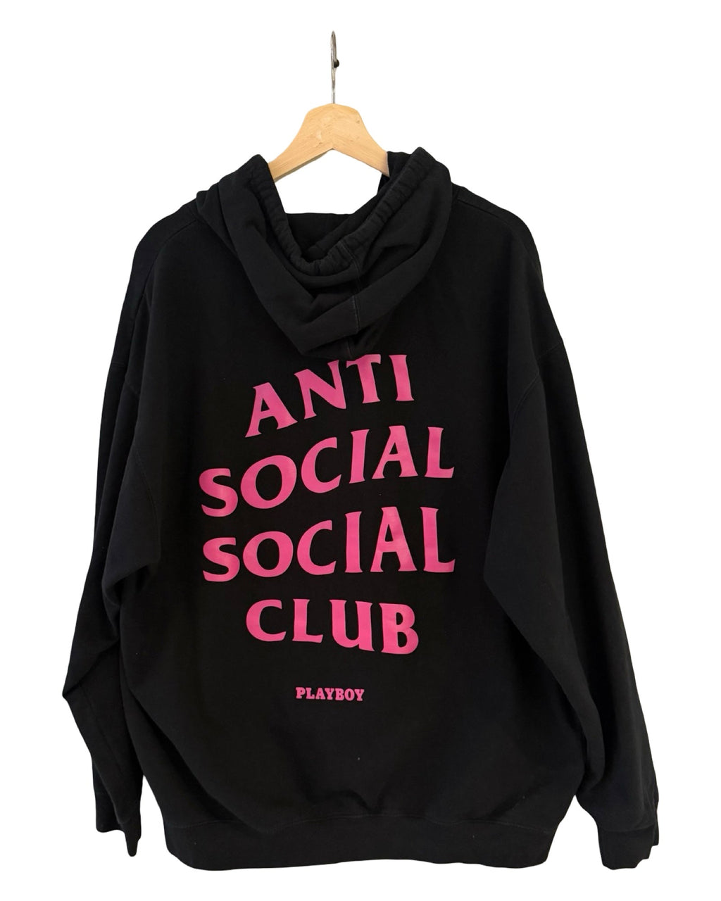 Anti Social Club x Playboy Pink Bunny Logo Black Hoodie product image 2