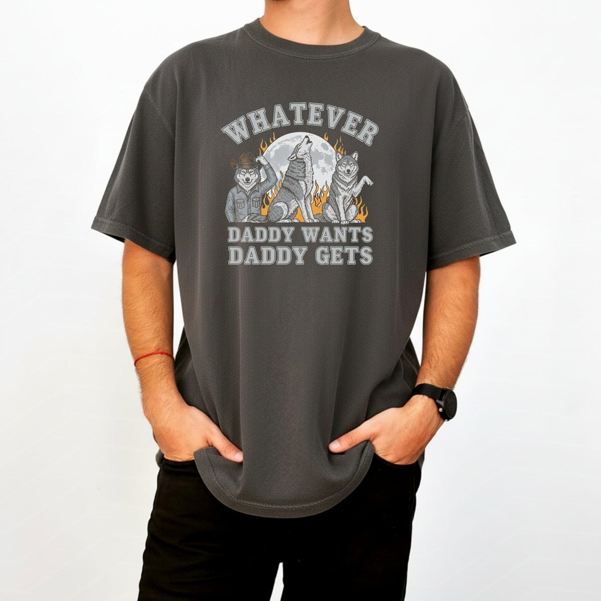 Whatever Dad Wants Gets T-Shirt – Funny Werewolf Meme Tee – product image 15