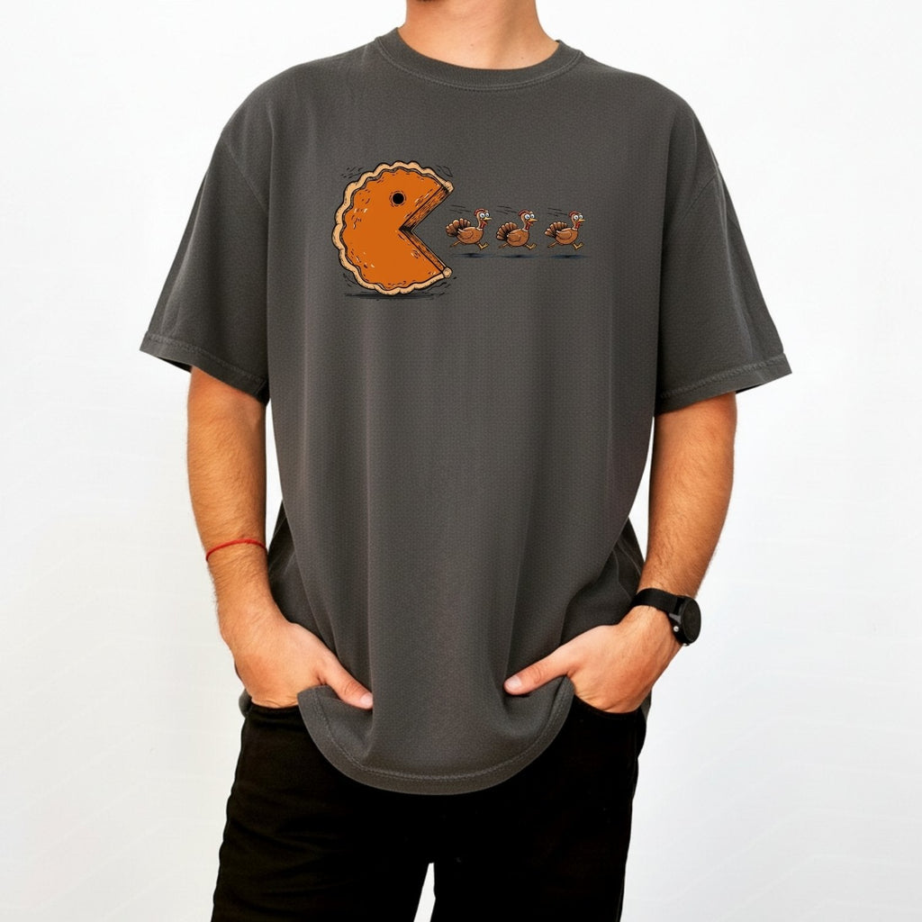 Retro Thanksgiving Pumpkin Pie Chasing Turkey Shirt – Funny product image 19