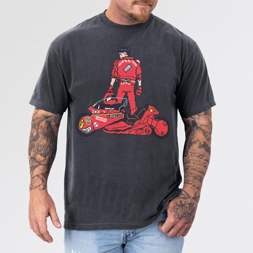 8-Bit Anime Graphic Tee – Cyberpunk Neo-Tokyo Motorcycle product image 2