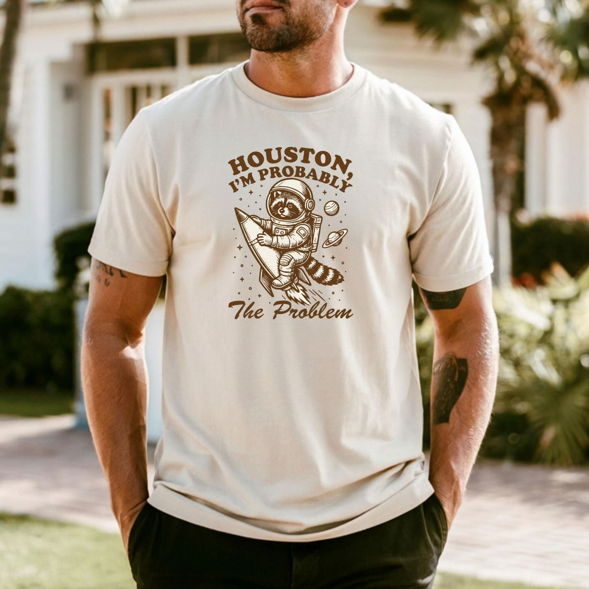 Houston I’m Probably the Problem T-Shirt – Funny Raccoon product image 22