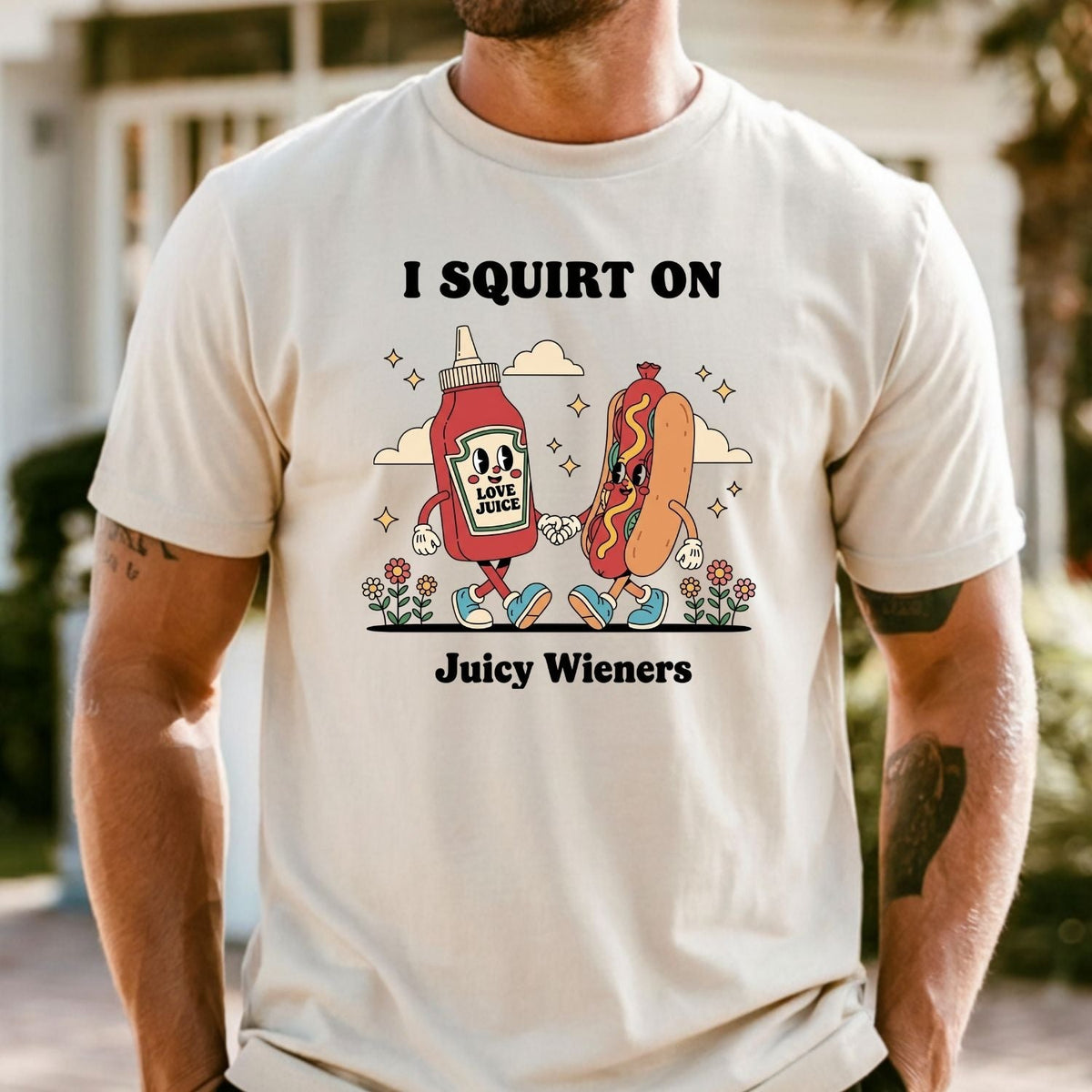 Retro Funny I Squirt On Juicy Wieners Hot Dog Tee - Raunchy product image 25