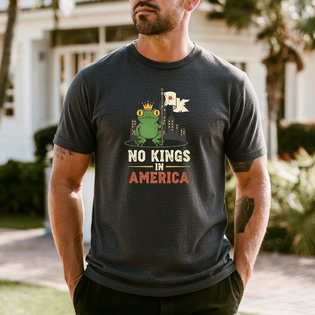 No Kings In American Frog Tee – Funny Cartoon Graphic product image 15