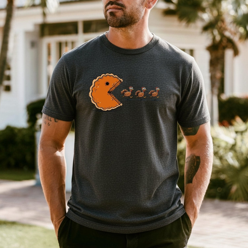 Retro Thanksgiving Pumpkin Pie Chasing Turkey Shirt – Funny product image 21