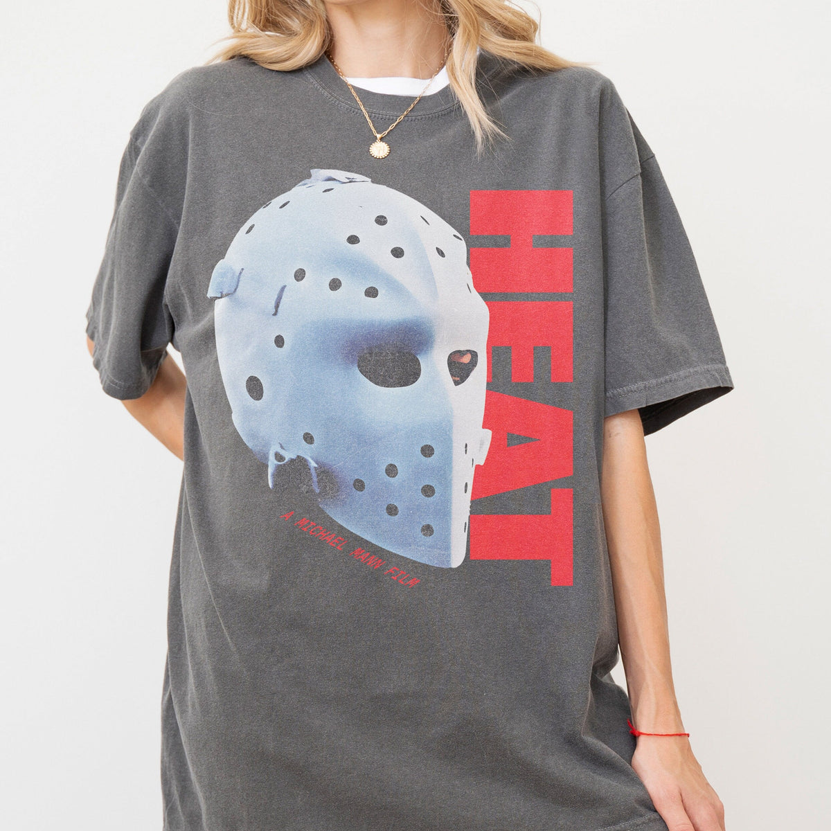 Retro 90s Action Graphic Tee – Heat-Inspired Hockey Mask product image 2