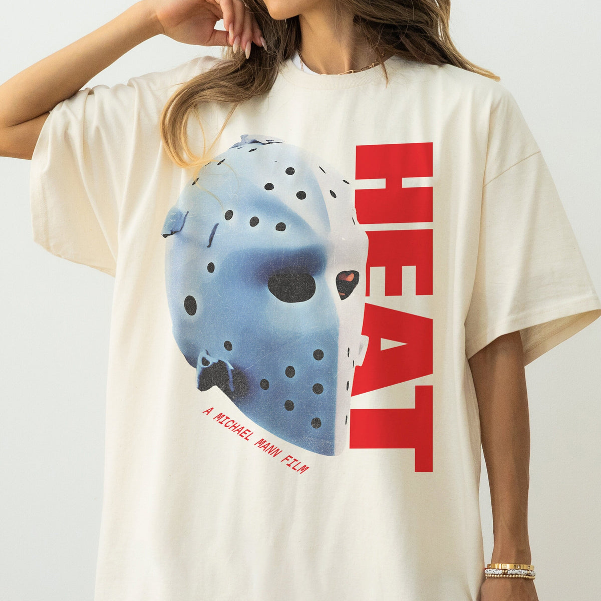 Retro 90s Action Graphic Tee – Heat-Inspired Hockey Mask product image 3