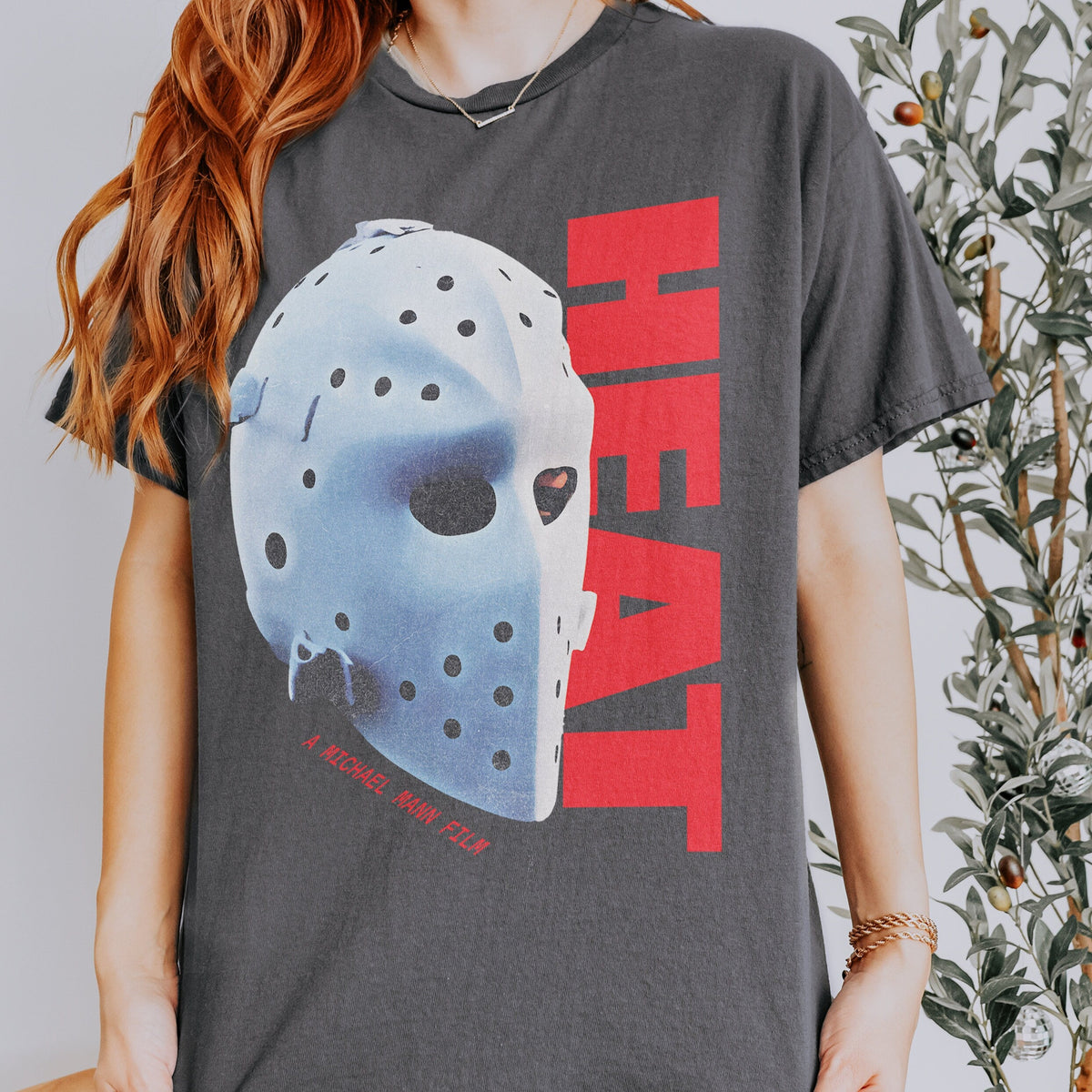 Retro 90s Action Graphic Tee – Heat-Inspired Hockey Mask product image 4