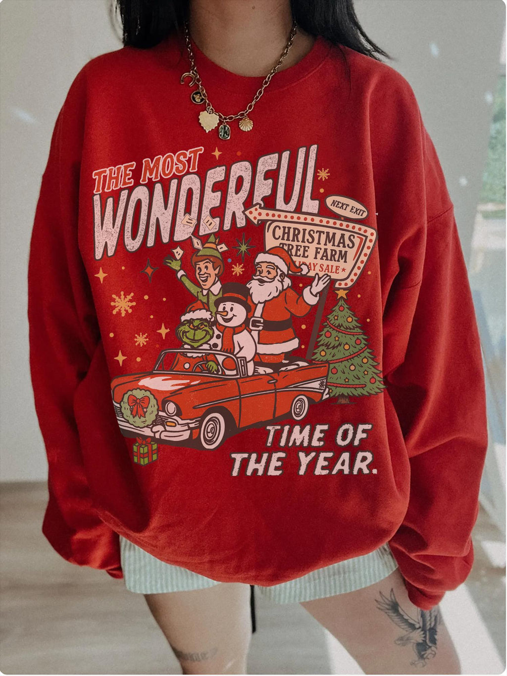 90s Vintage Christmas Sweatshirt Retro Santa Crewneck Funny product image 4