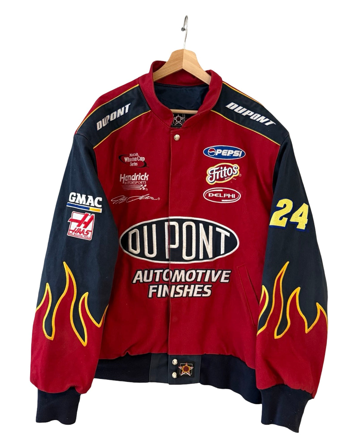 Vintage 90s NASCAR Jeff Hamilton DuPont Flames Racing Jacket product image 1