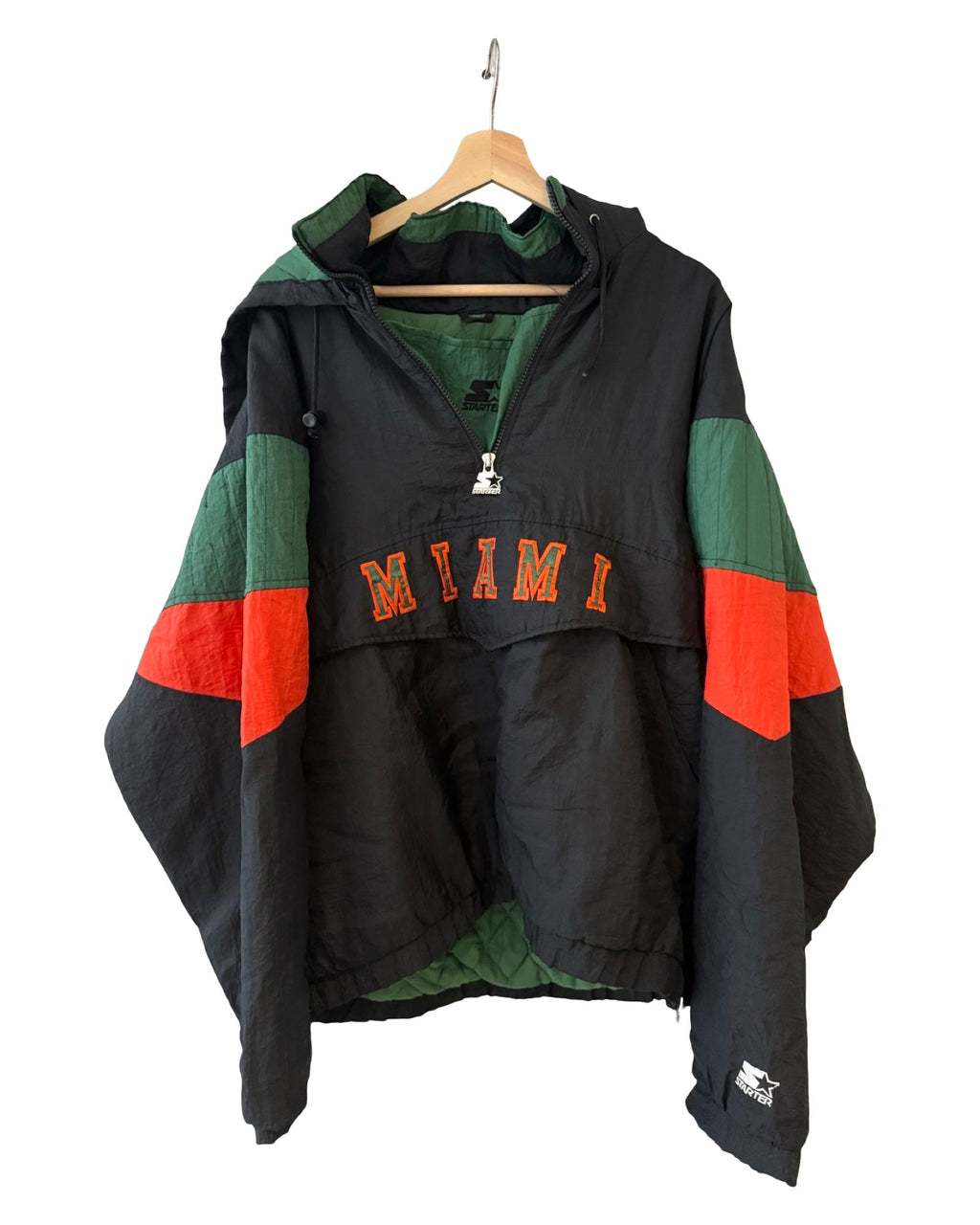 Vintage 90s Miami Hurricanes Starter Black Pullover Jacket product image 1