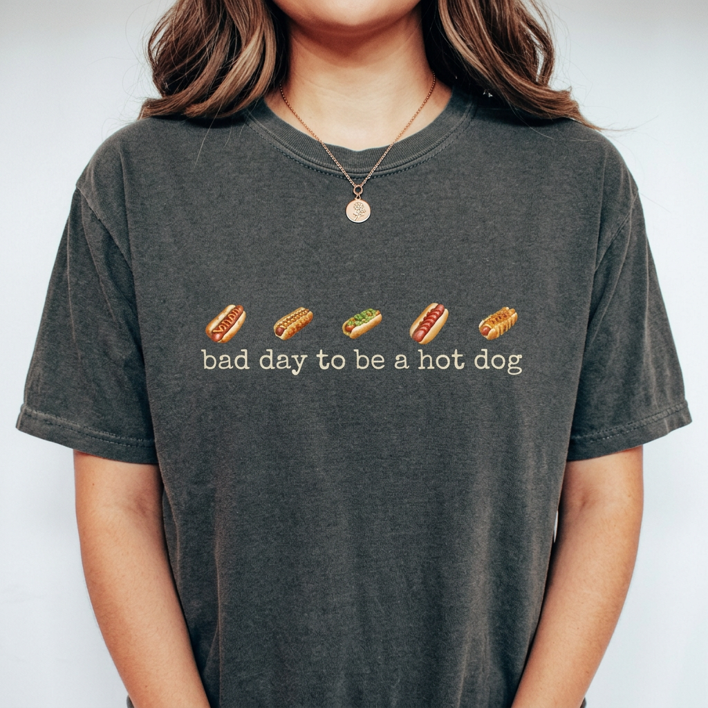 Bad Day to Be a Hot Dog Shirt – Funny Retro Hotdog Graphic product image 1