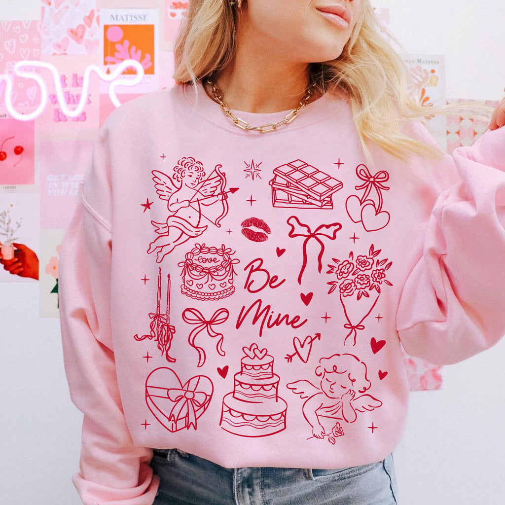 Be Mine Valentine Doodles T-Shirt – Minimalist Love Cupid product image 2