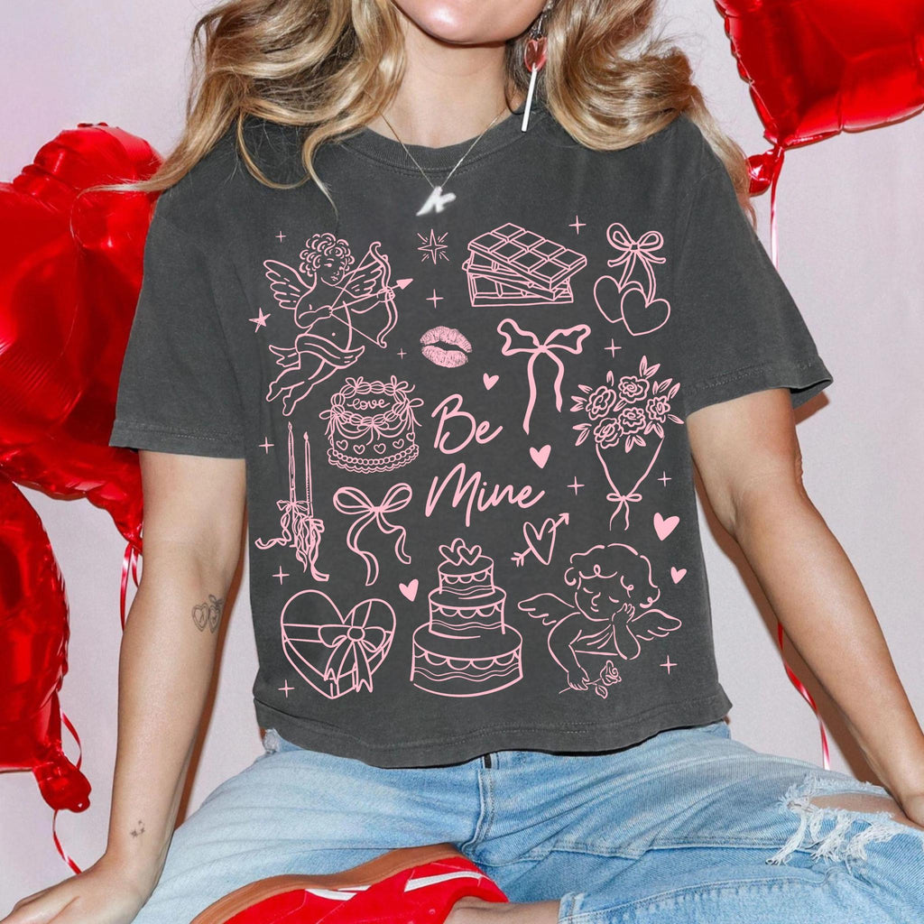 Be Mine Valentine Doodles T-Shirt – Minimalist Love Cupid product image 3
