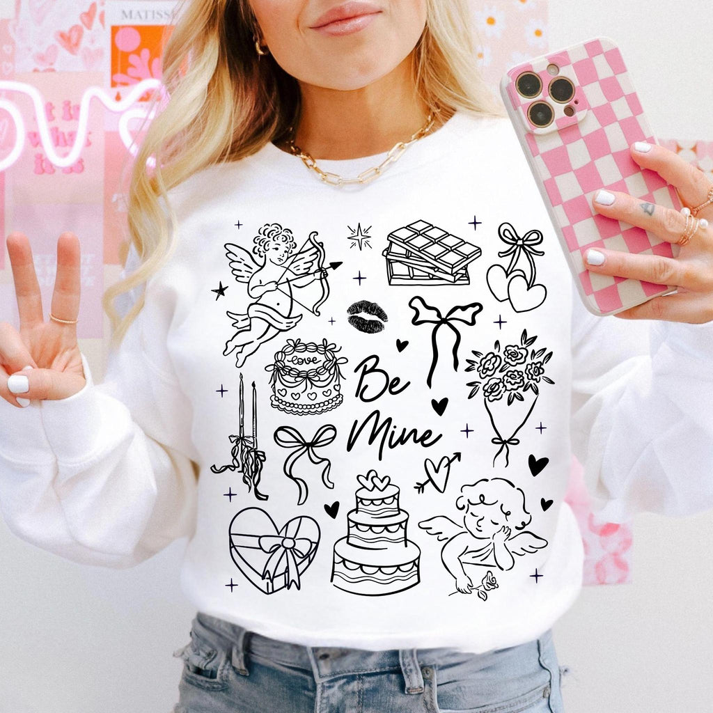 Be Mine Valentine Doodles T-Shirt – Minimalist Love Cupid product image 4