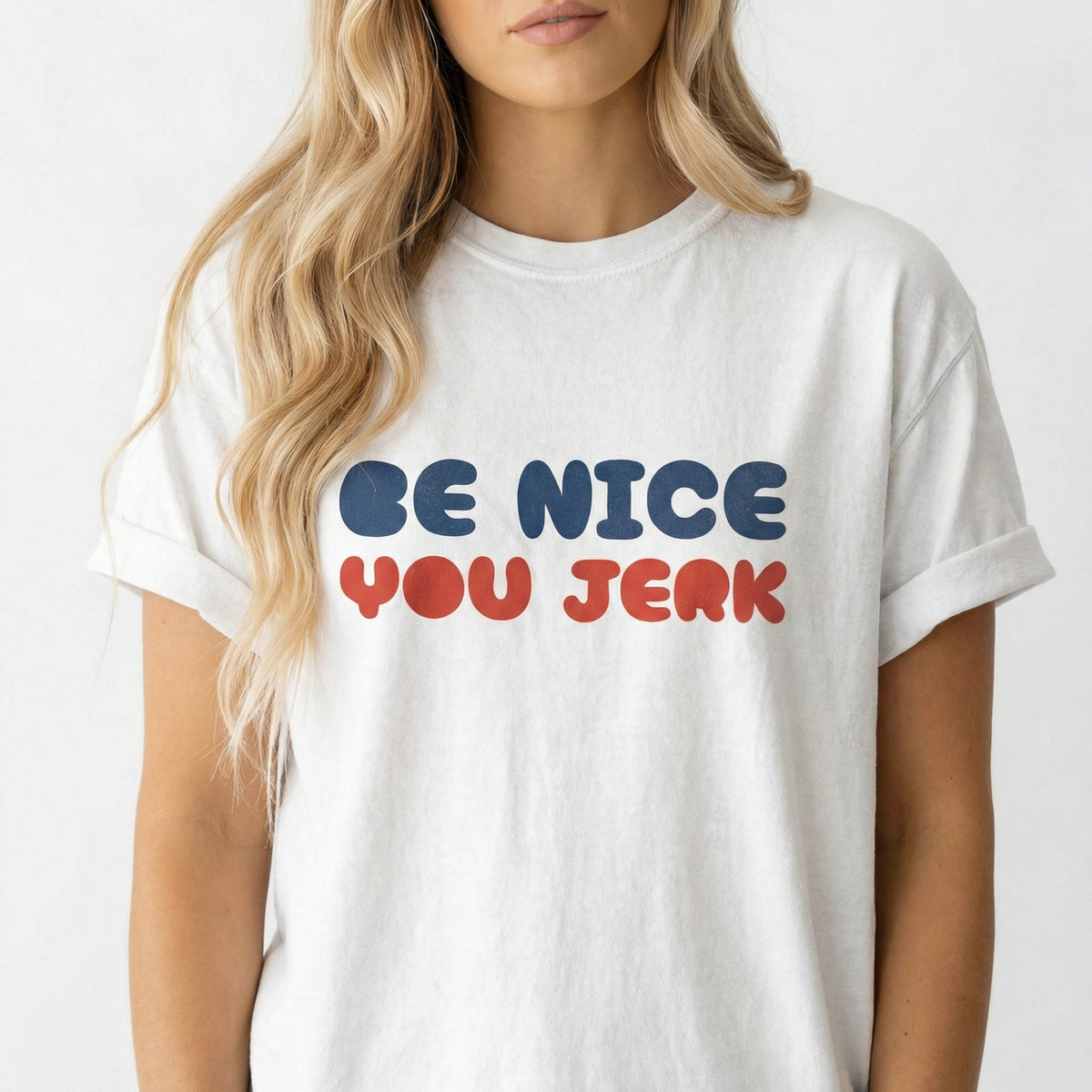 Be Nice You Jerk T-Shirt – Retro 70s Slang Bubble Graphic product image 4