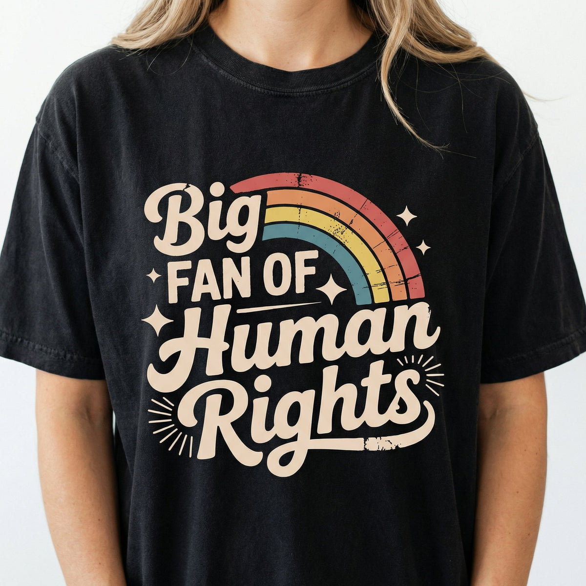 Big Fan of Human Rights Graphic T-Shirt – Retro Rainbow product image 1