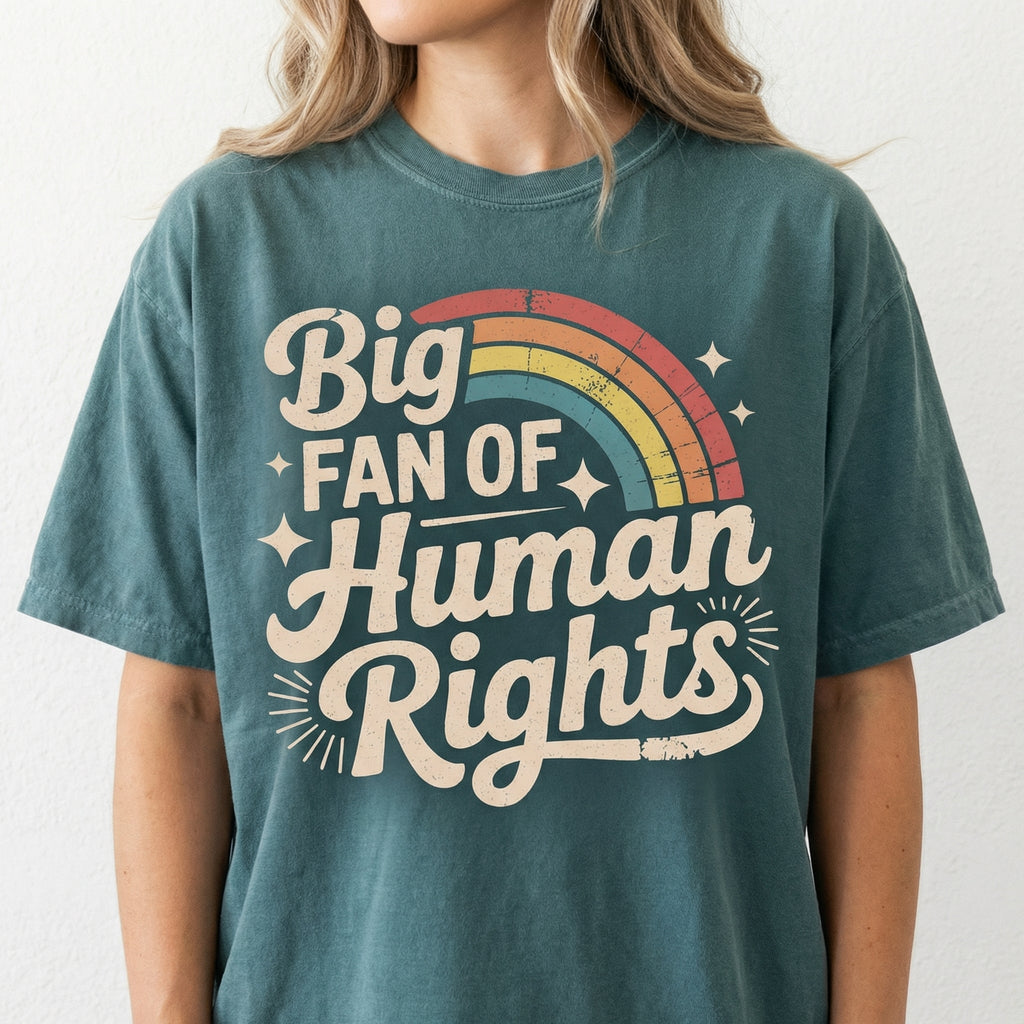Big Fan of Human Rights Graphic T-Shirt – Retro Rainbow product image 2