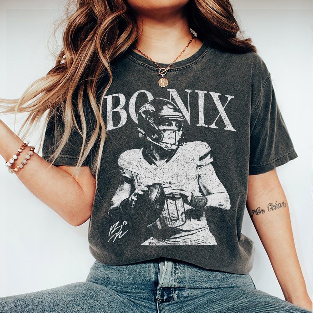 Bo Nix Vintage T-Shirt – Denver Football Retro Rap 90s product image 4