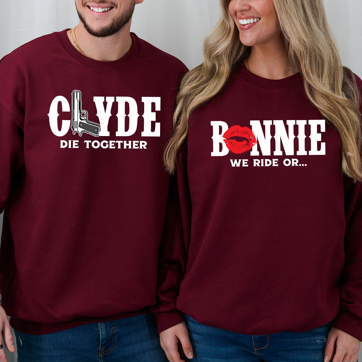 Bonnie x Clyde Die Together Matching Hoodies For Couples product image 5