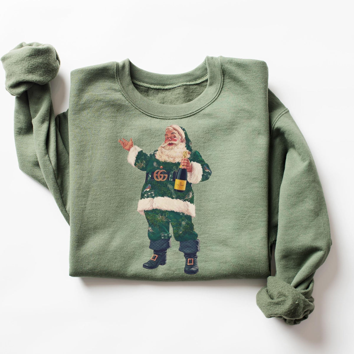 Boujee Santa Sweatshirt, With Champagne Crewneck, Funny product image 5