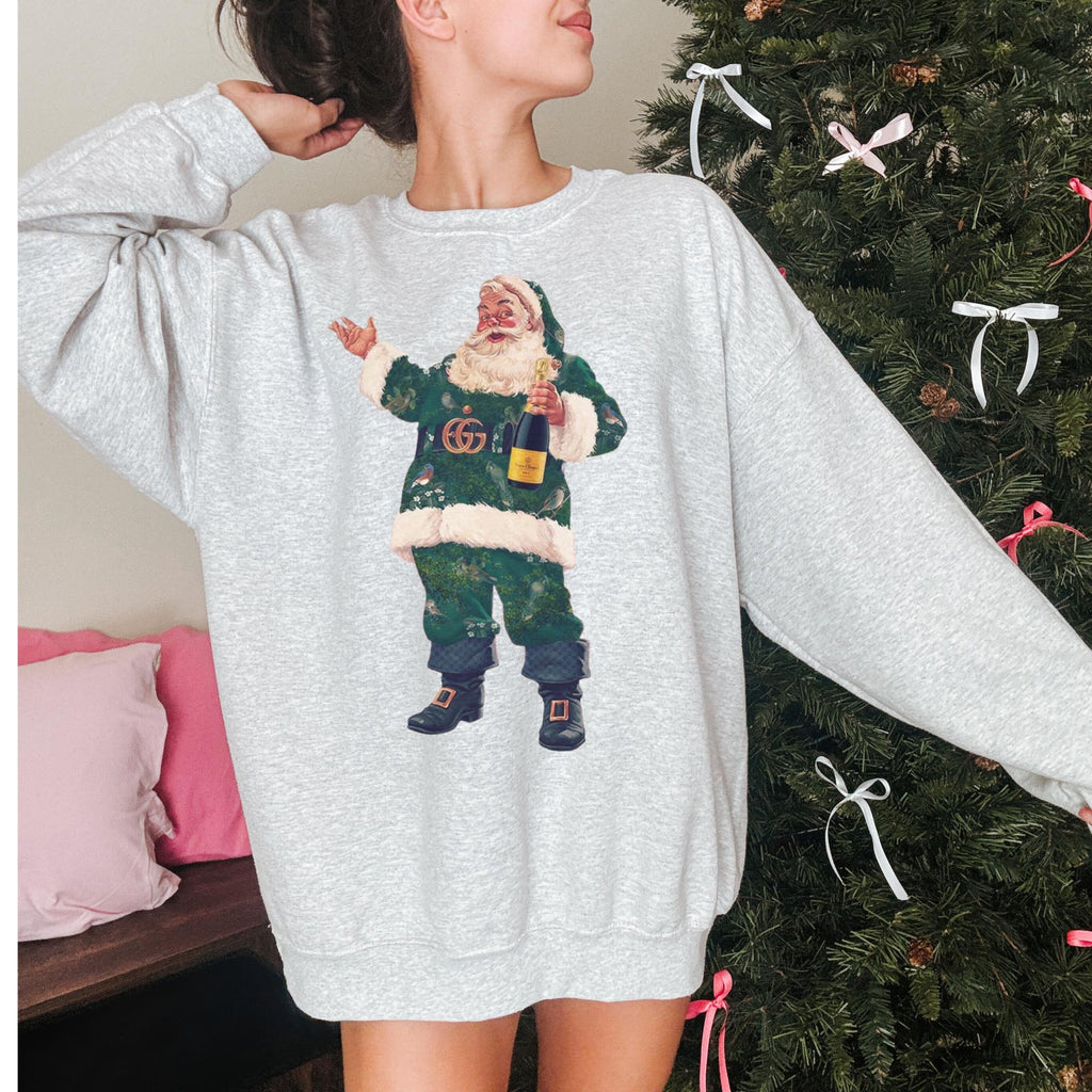 Boujee Santa Sweatshirt, With Champagne Crewneck, Funny product image 8