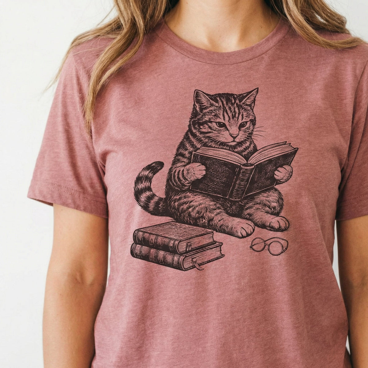 Cat Reading Book Graphic T-Shirt – Cute Lover Tee product image 3