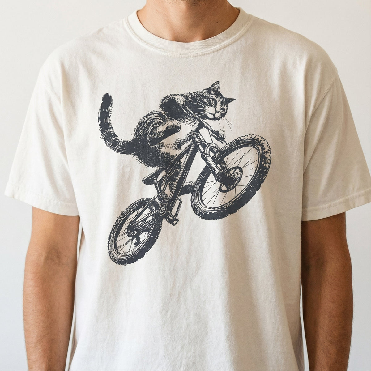 Cat Riding Bicycle T-Shirt – Funny Kitten Graphic Tee – product image 3