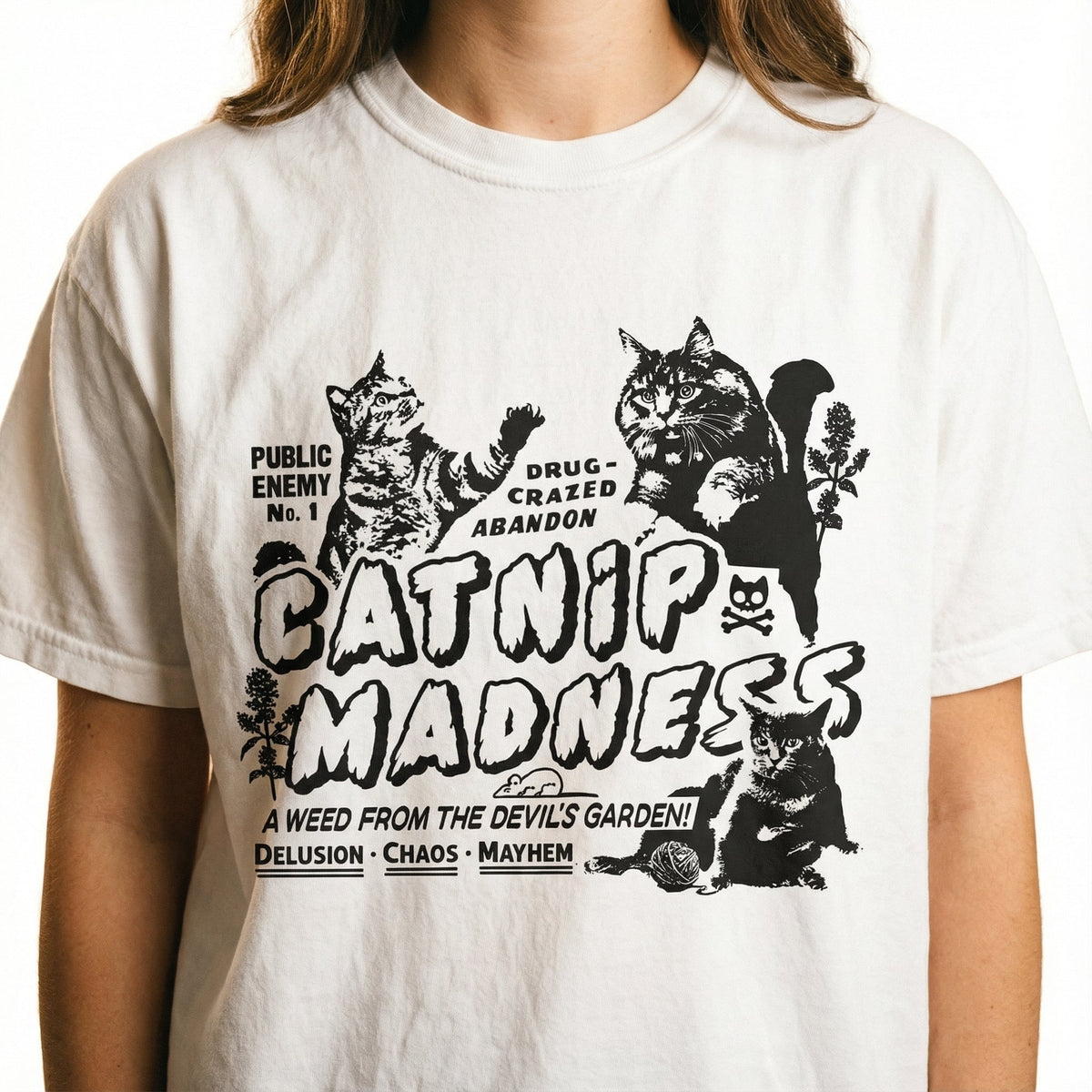Catnip Madness Funny Cat Graphic T-Shirt - Cute Novelty Tee product image 1