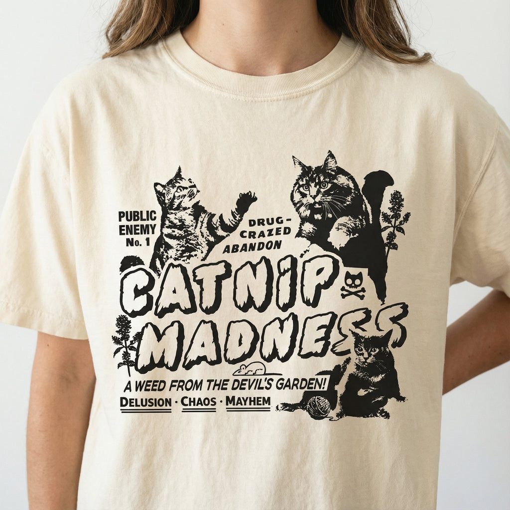Catnip Madness Funny Cat Graphic T-Shirt - Cute Novelty Tee product image 4