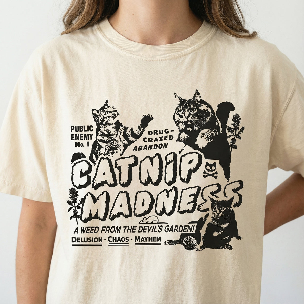 Catnip Madness Funny Cat Graphic T-Shirt - Cute Novelty Tee product image 4