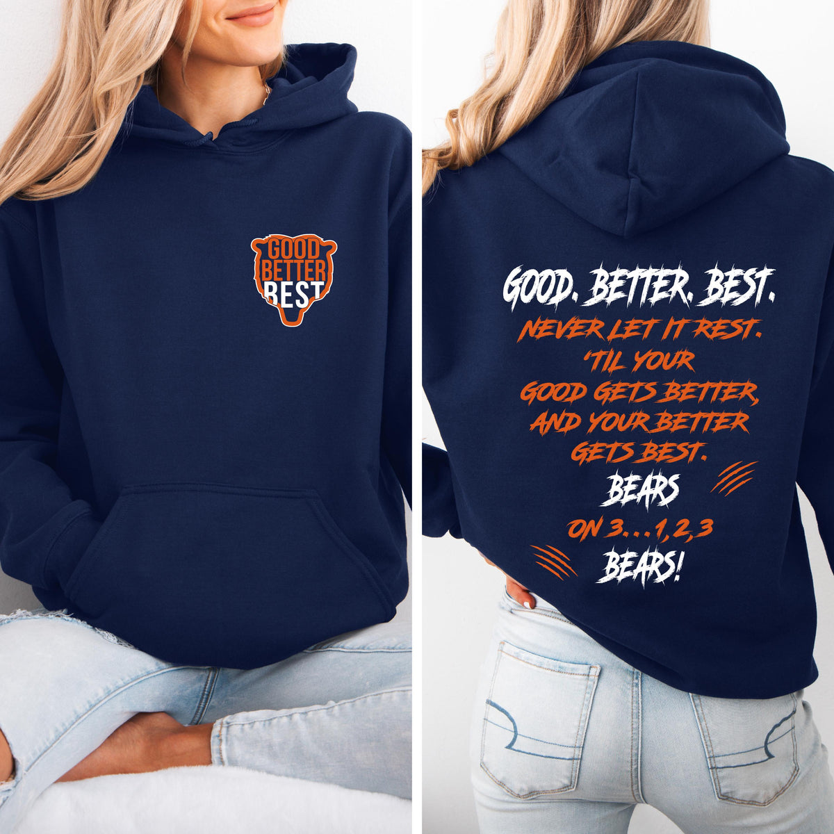 Chicago Football Good Better Best Hoodie – Two Sided Print product image 3