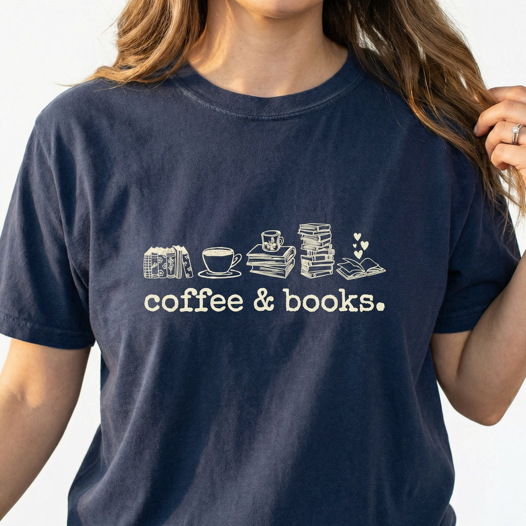 Coffee and Books Graphic T-Shirt – Book Lover Reading Tee product image 1