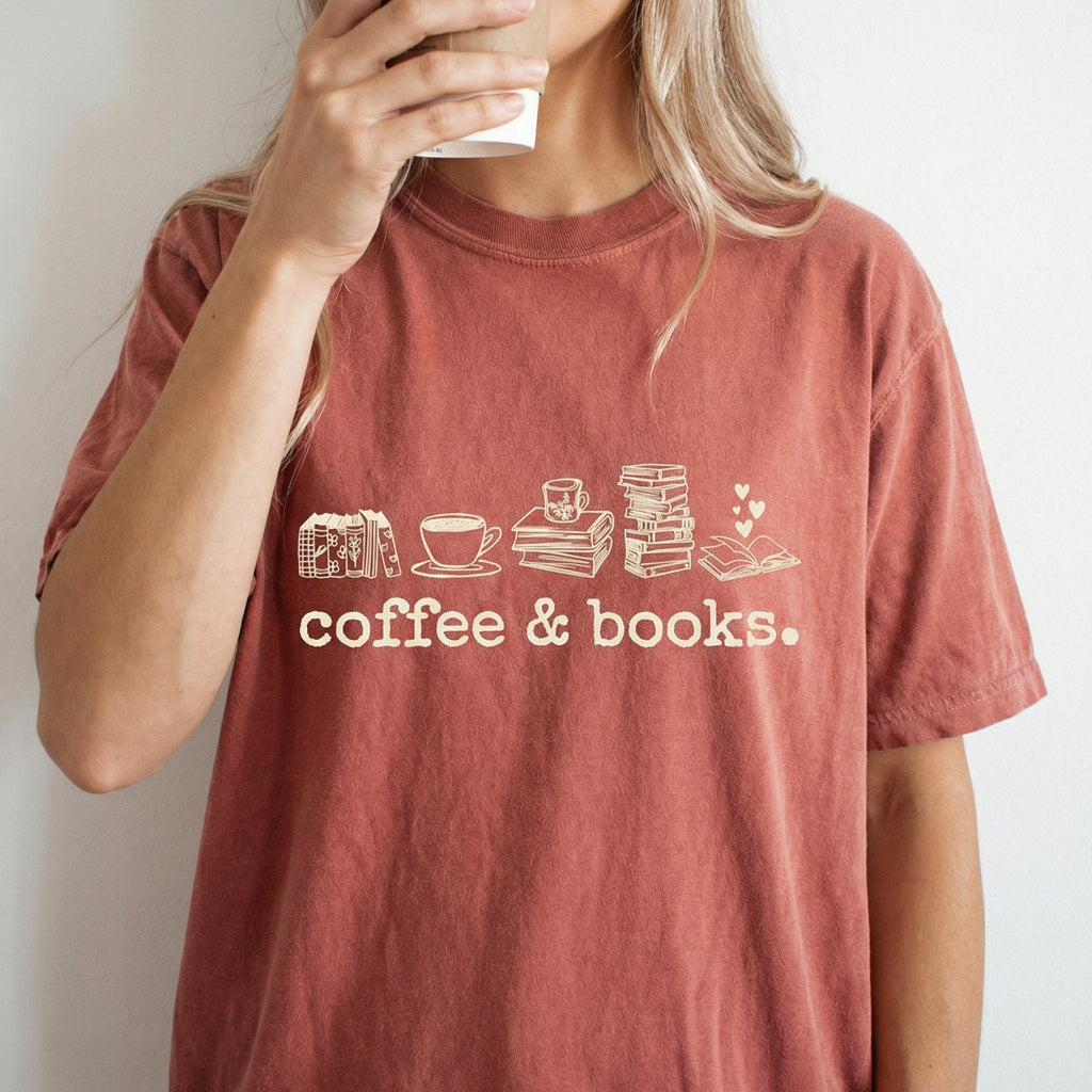 Coffee and Books Graphic T-Shirt – Book Lover Reading Tee product image 2