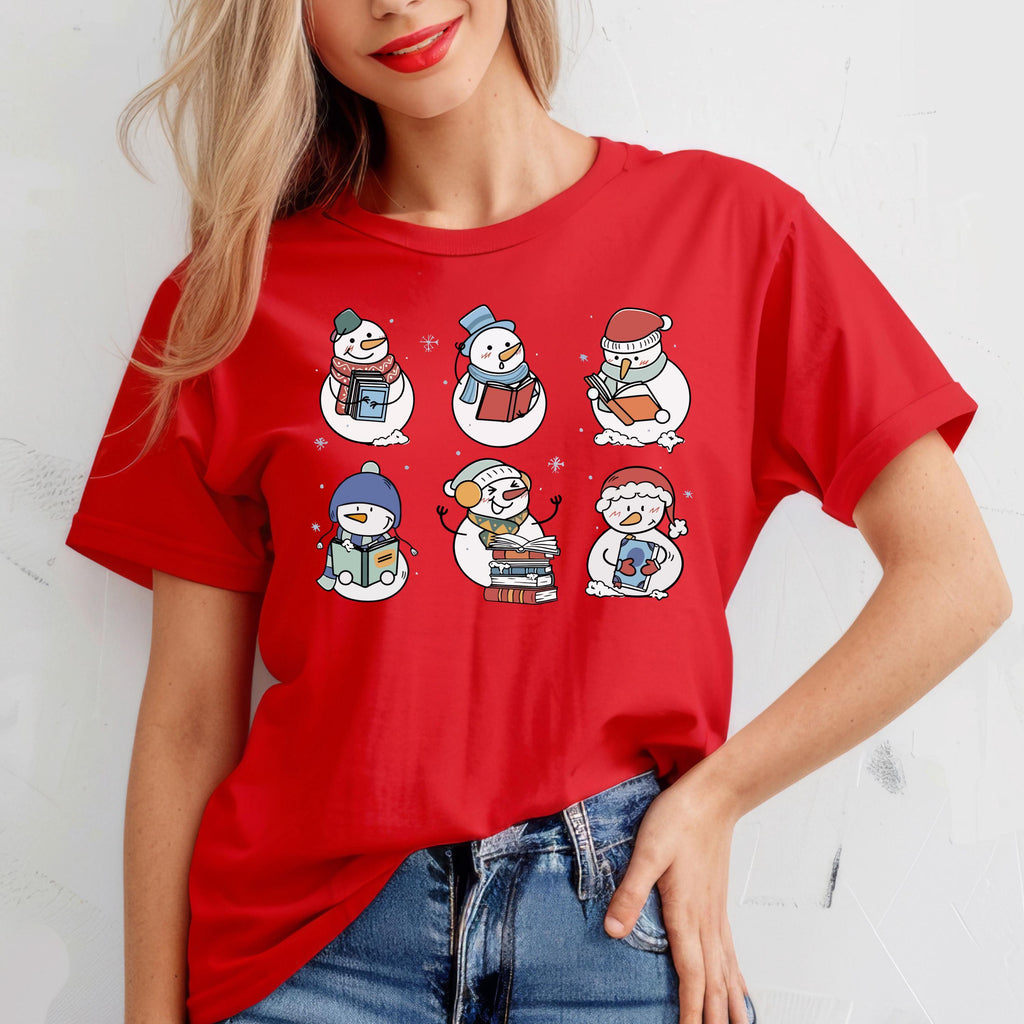 Book Lover Snowman T-Shirt – Reading Shirt – Teacher Gift – product image 3