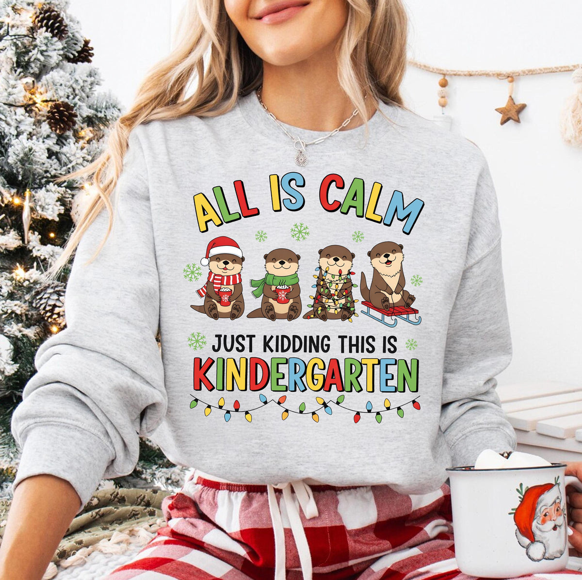 Teacher Christmas Shirt – Funny Otter T-Shirt, Kindergarten product image 4